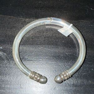 Brighton Silver Pretty Tough Stud Open Hinged Bangle Bracelet